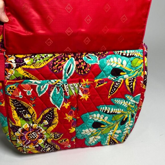 Vera Bradley Signature Double Zip Mailbag Crossbod Red Rumba Quilted Floral Bag - Picture 10 of 10
